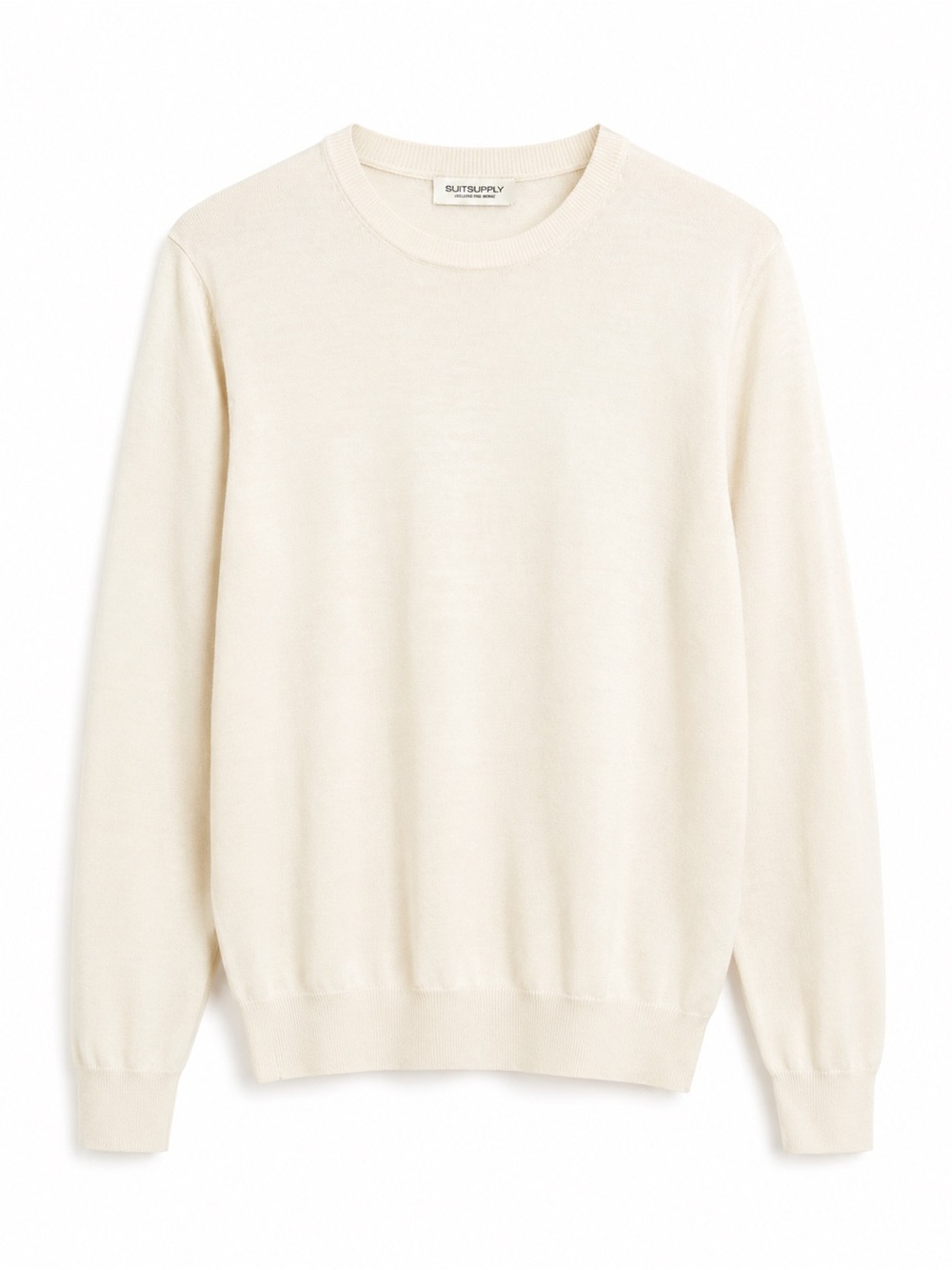 Suitsupply Cream Ivory Merino Wool Crewneck Sweater Large‎